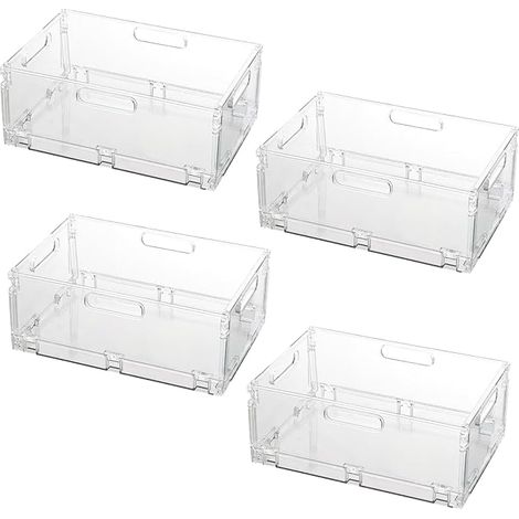 Boîte pliante transparente PET 20×15×9 cm, paniers rangement Pliable portable boîtes de colorées boîte Convient kitchen, salle de bain, bureau (1/5)