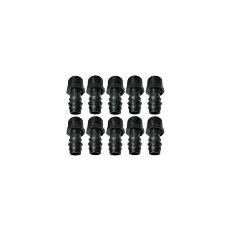 Lot de 10 Adaptateurs/raccords mâles cannelés Ø16mmx1/2'' de Tuyau Goutte à Goutte Filetage Externe (pour Tuyau de Ø16mm) - connecteur pour système d'irrigation/arrosage (1/4)
