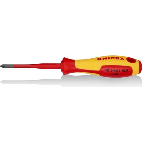 KNIPEX 98 24 01 SLS Giraviti (Slim) PlusMinus Phillips® impugnatura isolante, in materiale bicomponente, collaudato VDE brunita 187 mm (1/4)