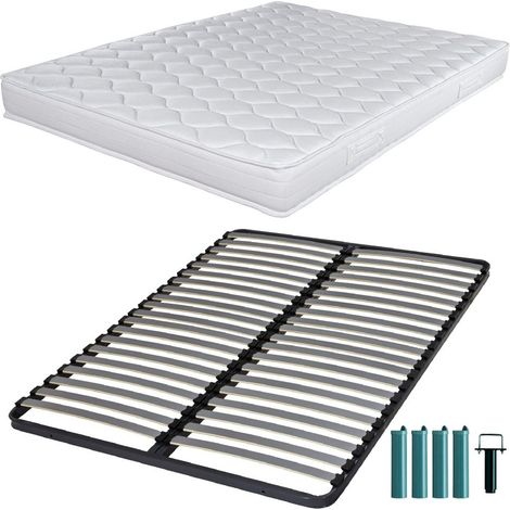Matelas mousse + Sommier C220 140x190 Montana - Hauteur 18 cm - Soutien équilibré (1/5)