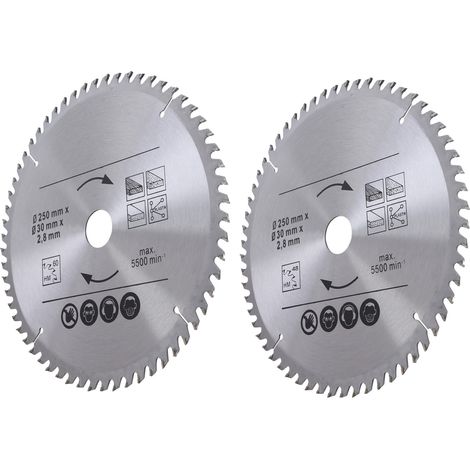 Lot de 2 Lames de Scie Circulaire Carbure pour Bois, Panneaux et Contreplaqué - Disque de Découpe 9,8 Pouces, Outillage Professionnel (1/5)