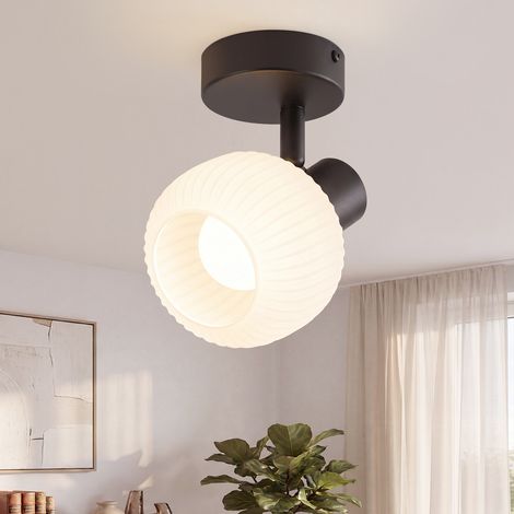 GBLY Deckenstrahler 1 Flammig Deckenleuchte Flur - Deckenlampe Schwarz Strahler Innen Vintage E14 Deckenspots Morden Glas 350°Schwenkbar Spots für Schlafzimmer Wohnzimmer(Ohne Leuchtmittel) (1/5)