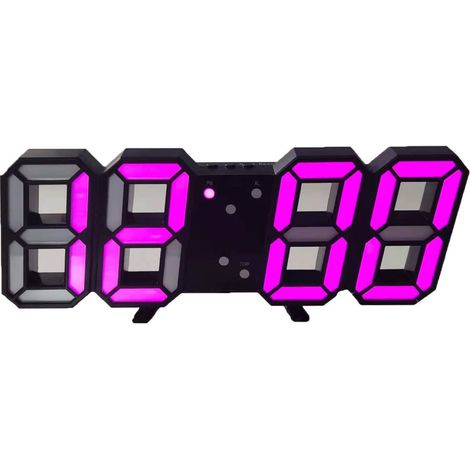 3D LED Horloge Murale Design Minimaliste Réveil pour Salon Bureau Chambre Rose Lettres Noires (1/5)