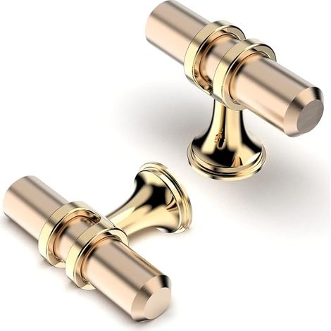 10 Stück Schrankbeschläge Knöpfe, Schubladenknöpfe Küchentürschrank Türknopf Kabinett Hardware Knöpfe,Gold + Oxidiertes Glanzgold (1/5)