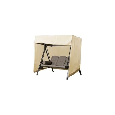 LAN Housse de Balancelle de Jardin 3 Places, Housse pour Balancelle Exterieur Oxford Imperméable Bâche de Balancelle Anti-UV Couverture de Protection Balançoire (Beige)-220×125×170cm (1/5)