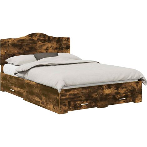 Maison Exclusive - Bettrahmen Geräucherte Eiche 140 x 190 cm Holz