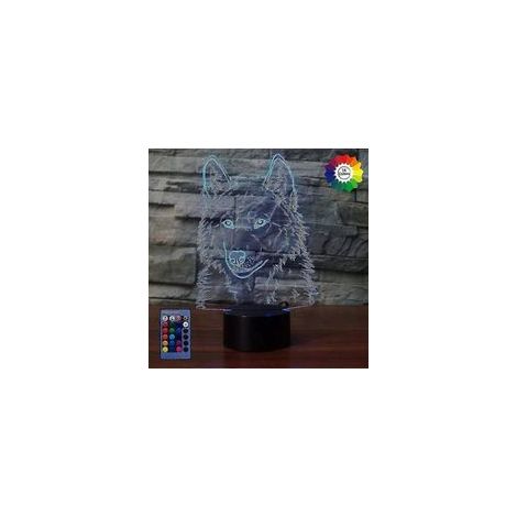 Kreatives 3D-Wolf-Nachtlicht im Art-déco-Stil mit Fernbedienung, 7 oder 16 wechselnden Farben, USB-Anschluss, ideales Geschenk für Kinder (Geburtstag, Weihnachten). – Crezuo