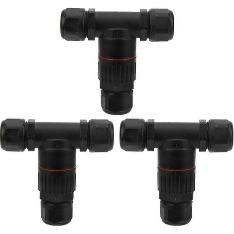 Lot de 3 connecteurs étanches IP68 pour câble électrique, connecteur central étanche en forme de T à 3 voies pour usage industriel extérieur (1/5)