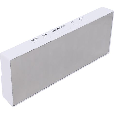 Réveil Miroir LED Horloge Numérique Écran 6,25 Pouces Secours Pile Luminosité Réglable Double Alarmes Fonction Snooze Chambre Bureau Cadre Blanc - Lumière Blanche (1/5)