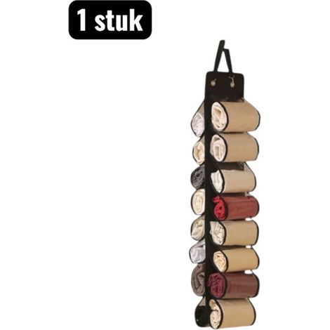 black clothes storage bag with 16 pockets and compartments made of non-woven fabric and PVC for closet or bathroom (1/5)