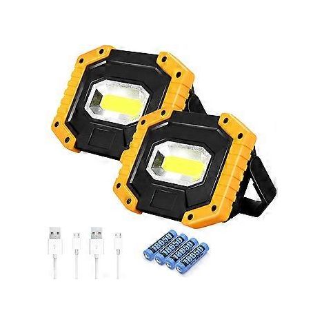 LED-Projektor, wiederaufladbar, 30 W, 2000 lm, tragbarer LED-Projektor mit USB-Anschluss, mit 4 x 18650-Batterien und 4 x 18650-Akkus