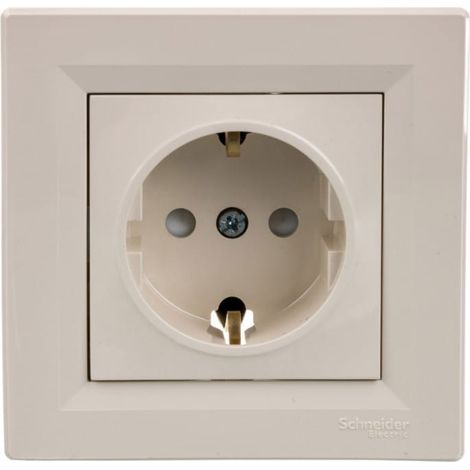 Asfora portalampada singolo Schuko con persiane color crema con cornice EPH2900223