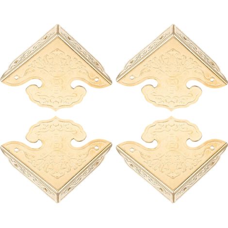 Lot de 4 protections d'angle métalliques vintage pour boîtes en bois (1/5)