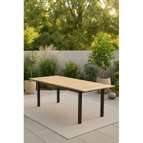 Mexico Table de salle à manger avec extension supplémentaire, 160, 240 cm, noir, naturel.