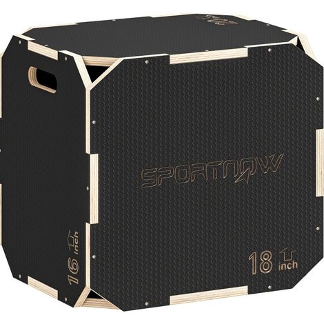 Plyo-Box 51x48x41 cm aus schwarzem Holz, 3-fach höhenverstellbar – MEUBLIV (1/5)