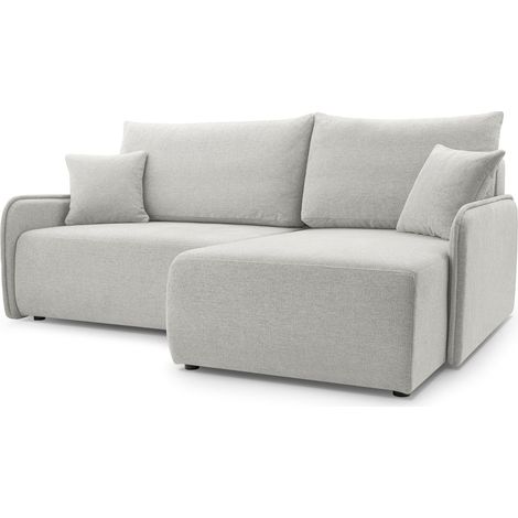 Selsey Netarro - Ecksofa mit Schlaffunktion, Bettkasten und Chenille-Bezug, graubeige, rechts (1/5)