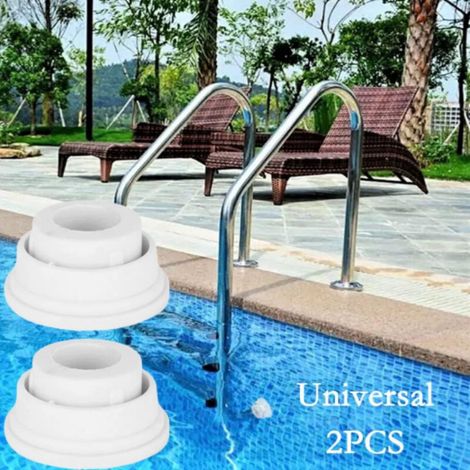 Bouchons en caoutchouc pour échelle de piscine, adaptés aux barres de sécurité des échelles de piscine, lot de 2, blancs. (1/5)