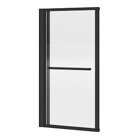 Pare baignoire relevable et pivotant avec porte serviette - Noir mat - 120 x 140 cm - VESLIRA