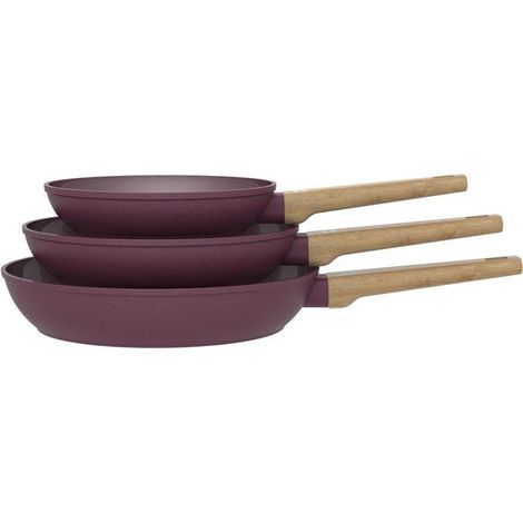 Set de 3 sartenes - ARTHUR MARTIN - 20-24-28 cm - Revestimiento cerámico - Todos los fuegos, incluida inducción - mango efecto madera (1/5)