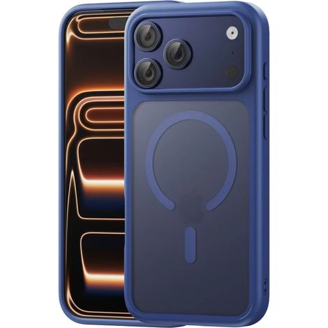 (iPhone 17 Pro, Bleu) Étui magnétique MagSafe pour iPhone, compatible avec la recharge sans fil.
