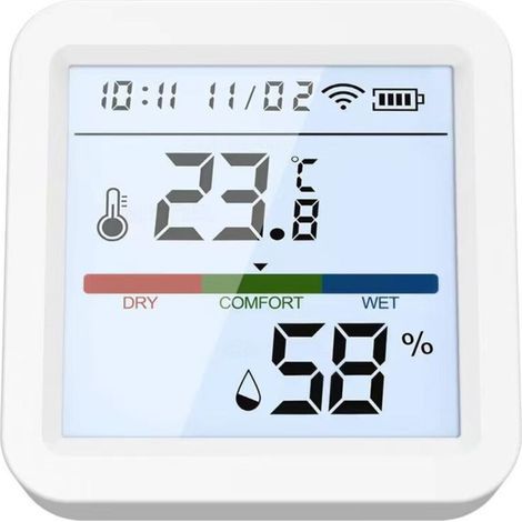 Tuya Hygromètre WiFi Smart Life Capteur de température et d'humidité pour la maison, thermomètre, rétroéclairage, compatible avec assistant Alexa et Google Voice Assistant (1/4)