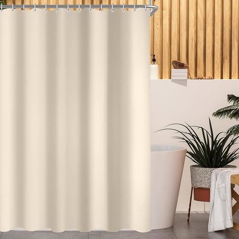 2 rideaux de douche 20L x 60H cm, beige imperméable avec ourlet lesté, anti-moisissure, lavable en machine – salle de bain moderne (1/5)