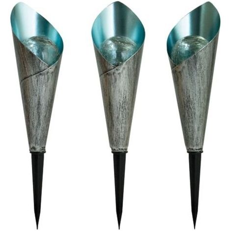 ezsolar Borne solaire vintage métal et verre craquelé 26 cm (1/3)