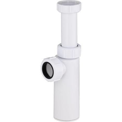 Sifón para lavabo de ABS blanco con diseño moderno. Entrada para tapón F1'1/4. Salida de desagüe de PVC de 32 mm. NOYON & THIEBAULT (1/5)