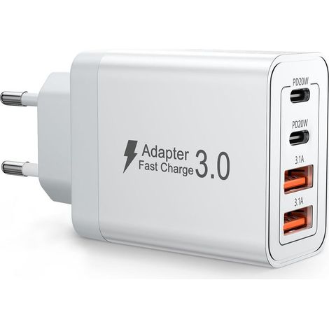 Chargeur rapide multiport USB-C 40 W, prise de charge USB, adaptateur secteur pour téléphone, bloc de charge compatible avec iPhone, Samsung, iPad et appareils Android - Compact, sûr, idéal pour (1/5)