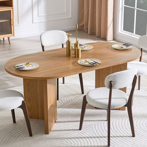 Esstisch Holzwerkstoff walnussfarben oval 180x90x75,5 cm, für 4-6 Personen