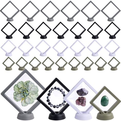 Présentoir à cadre flottant 3D, 30 pièces, 4.3 "3.5" 2.8 ", boîte à monnaie de défi, boîte de rangement de bijoux pour médailles, pierres précieuses, timbres bijoux (1/5)