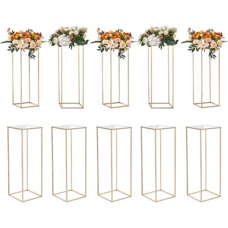 10PCS Support de Fleurs de Mariage 80 cm Porte-fleurs Métal Doré (1/5)