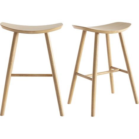 Set de 2 taburetes de cocina de madera clara 65 cm DEMORY (1/4)