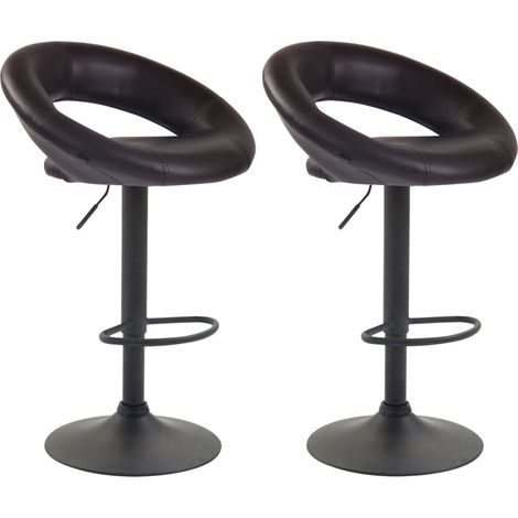 Set di 2 sgabelli da bar sintetici marroni dal design moderno con base in metallo nero opaco TDB10541