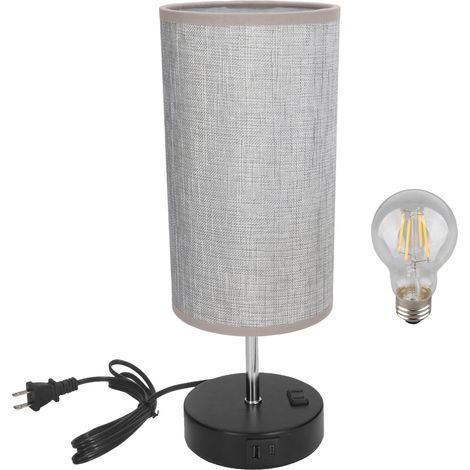 Lampe de table de chevet à commande tactile LED, dimmable sur 3 niveaux, 2 ports USB, lampe de bureau de chevet