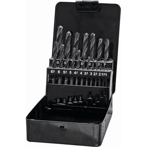 HSS-Bohrer-Satz 19-teilig in Metall-Box, geeignet für Metall, Größen: 1 - 10 mm
