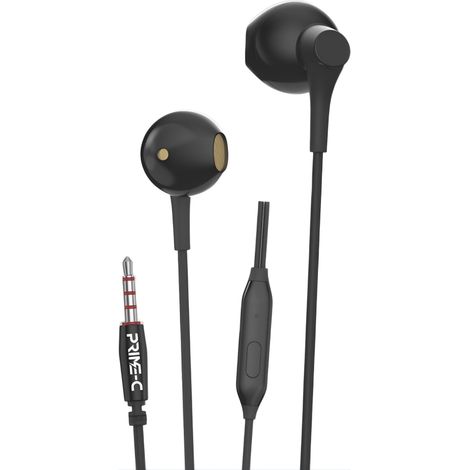 Écouteurs intra-auriculaires rigides avec microphone intégré et connecteur 3,5 mm pour les appels - noirs