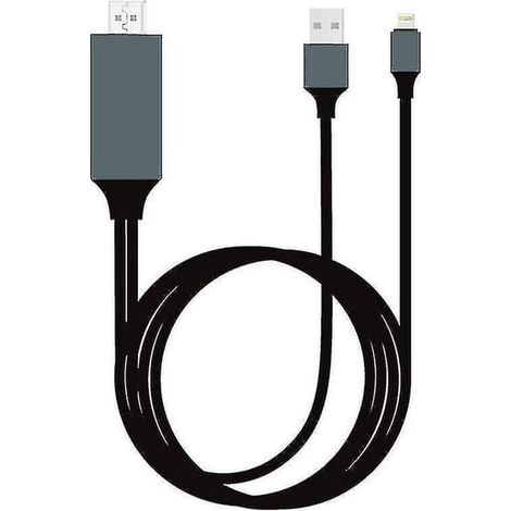 Ecleanfy - Câble Lightning vers HDMI pour iPhone, iPad, écran TV HD, adaptateur, câble de charge USB, 2 m (1/3)
