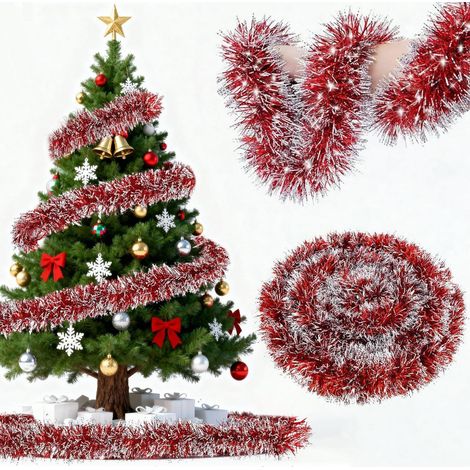 Weihnachtsgirlande Rot Glitzernd 10m für Innen & Außen