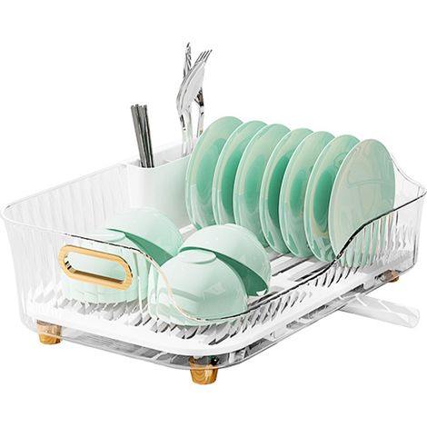 Égouttoir à vaisselle polyvalent, grande capacité, détachable, gain de place, trous de vidange, évier pour comptoir de cuisine (1/5)