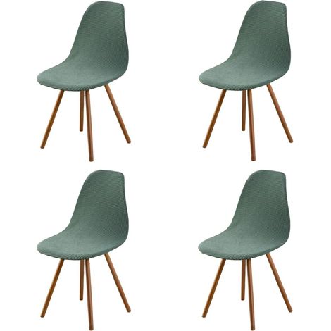 Housse de Chaise Scandinaves Lot de 2, Extensible Housse de Chaise de Salle à Manger, Polaire Vert Universelle Couverture de Chaise sans Accoudoirs pour Décoration de Salon Cuisine Maison (1/5)