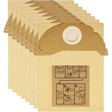Lot de 8 sacs à poussière compatibles avec les aspirateurs Karcher A2000 2003 2004 2014 2024 2054 2064 2074 S2500 WD2200 (1/5)