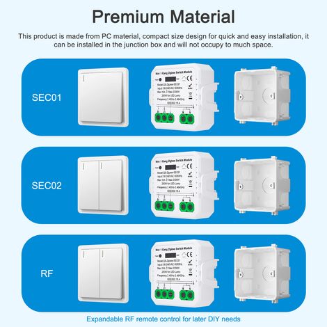 Tuya ZigBee bouton poussoir Module de commutation Normal appareil électroménager 1 Gang contrôle application de téléphone portable Compatible à distance Alexa Voice doit être utilisé avec des passerel (1/5)