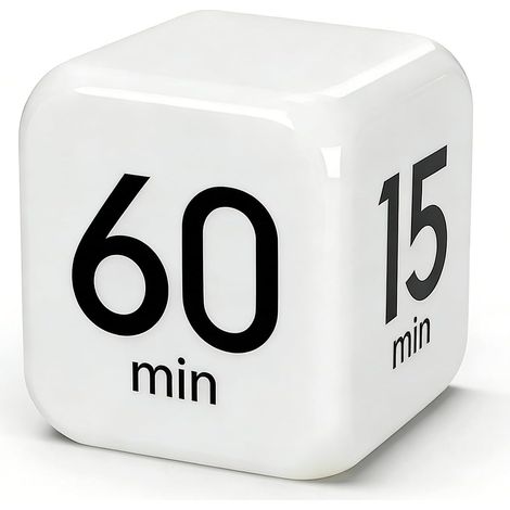 Minuterie de bureau numérique, cube de capteur de gravité avec affichage LED, compte à rebours carré de productivité Pomodoro 15/20/30/60 minutes, pause, sourdine, volume réglable, adapté au TDAH (1/5)