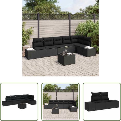 Gartenmöbel - Gartensofa-set mit Speicher Schwarz Poly-Rattan (1/5)