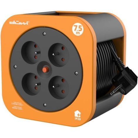 4-fach Steckdosen-Verlängerungskabeltrommel H05VV-F 3G1.0 7,5 m orange-schwarz / 24619