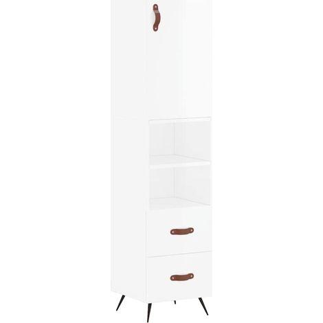 Maison Exclusive - Buffet haut Blanc brillant 34,5x34x180 cm Bois d'ingénierie (1/5)