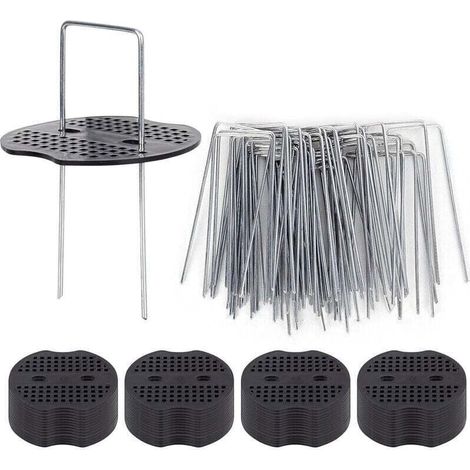 50 Piquets De Jardin Ave Rondelles, Piquets De Fixation en Acier Galvanisé pour Baches Agraphes De Fixation De Toile De Paillage Piquets Galvanisé (1/4)