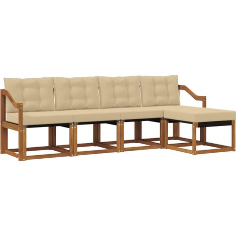 Ensemble de canapés d'extérieur 5 pcs Salon de jardin Naturel et Beige (1/5)