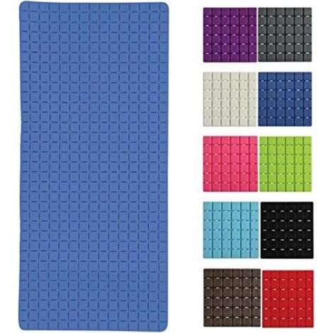 1 Tapis de bain, antidérapant, caoutchouc, 36x76 cm, bleu foncé, salle de bain (1/4)